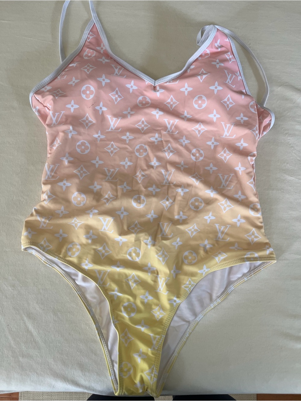 Louis Vuitton Pink to Yellow Gradient Monogram One-Piece Swimsuit - Picture 6 of 8